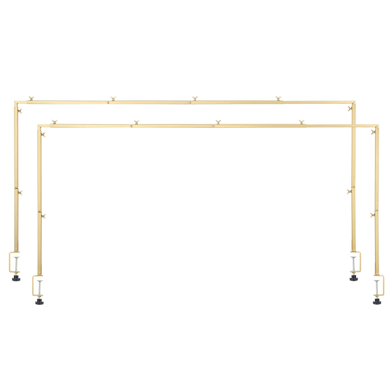 VEVOR - Over The Table Rod Stand with Clamps, 13"-42" Tall & 28"-98" Length Adjustable, 2 Packs Table Arch Stand - Gold