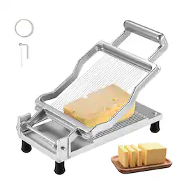 VEVOR - Cheese Cutter with Wire, 0.2" Ultra-Thin Cheeser Butter Cutting Blade, Detachable Cheese Slicer Wire - Silver