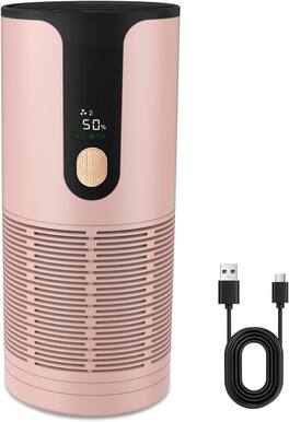 Core Tech - Portable HEPA Air Purifier with LCD Display, USB-C Rechargeable, Ultra-Quiet 15dB - Pink - Pink (Soft Pink Finish)
