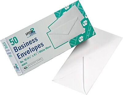 Home Office  
50 Business Envelopes  
No. 10 (4 1/8" x 9 1/2") White Wove  
#69016  
QUALITY PAPER