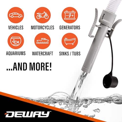 Deway - Battery Stick Fuel Pump with Auto-Stop, Beep Alert, 3.2GPM Flow & 51” Clear Hose - Grey