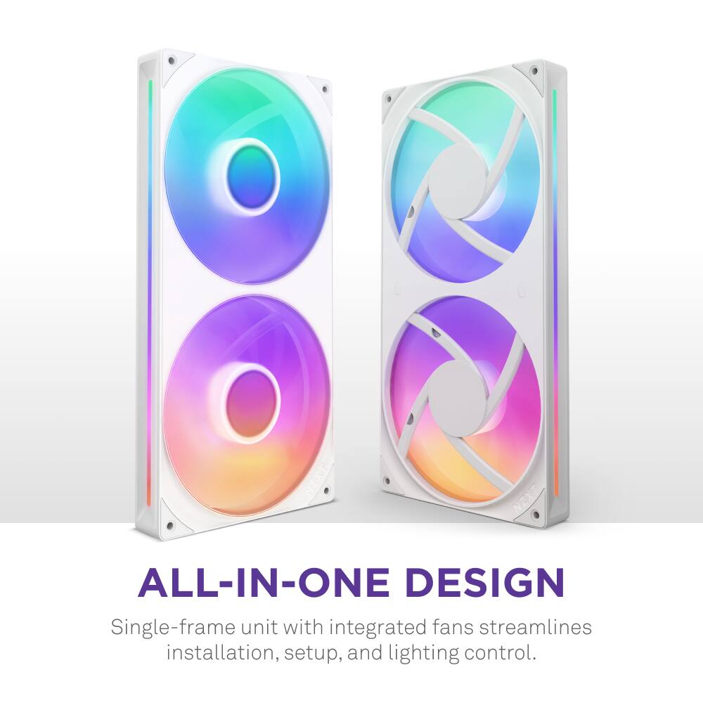NZXT All-in-One Design: Single-frame unit with integrated fans streamlines installation, setup, and lighting control.
