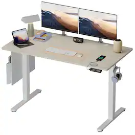 Bestier - 55-inch Electric Standing Desk with USB, Memory Settings & Quiet Lift - White Oak