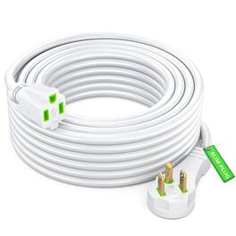 Maximm - Flat Plug Extension Cord 30 ft with Slim Space-Saving Plug Design, Low Profile Extension Cord 14AWG - White