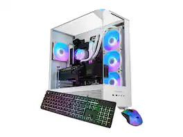 iBUYPOWER - Element Gaming PC - Ryzen 7 7800X3D, RX 9070XT 16GB, 32GB DDR5, 2TB SSD, Win 11, KB+Mouse - White
