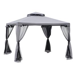 Outsunny - 9.6' x 9.6' Patio Gazebo, Outdoor Canopy Shelter - Gray