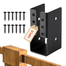 VEVOR - Concealed Joist Hanger, 2x4 Inch Outdoor Concealed-Flange Joist Bracket with Screws, Steel Light Joist Hangers, 12 Pcs - Black