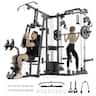 Mikolo - Smith Machine Power Cage, Multi-Function Home Gym System with Cable Crossover, 121LB Weight Stack - Black
