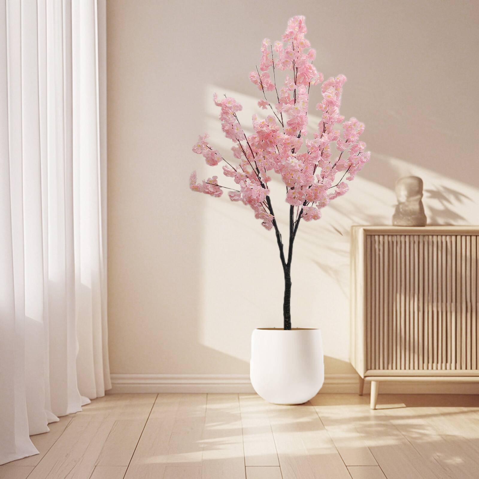 Front. Acekool - 6 Ft Artificial Pink Fake Flower Tree, Cherry Blossom Tree for Home Office Decor.