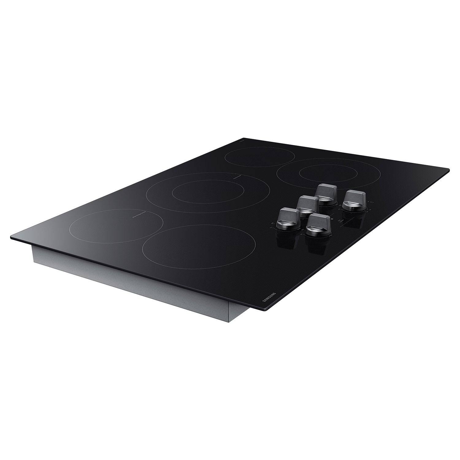 Alt View 20. Samsung - 30" Electric Cooktop with 5 Burners and ENERGY STAR Certified Cooktop with Illuminated Knobs - Black.