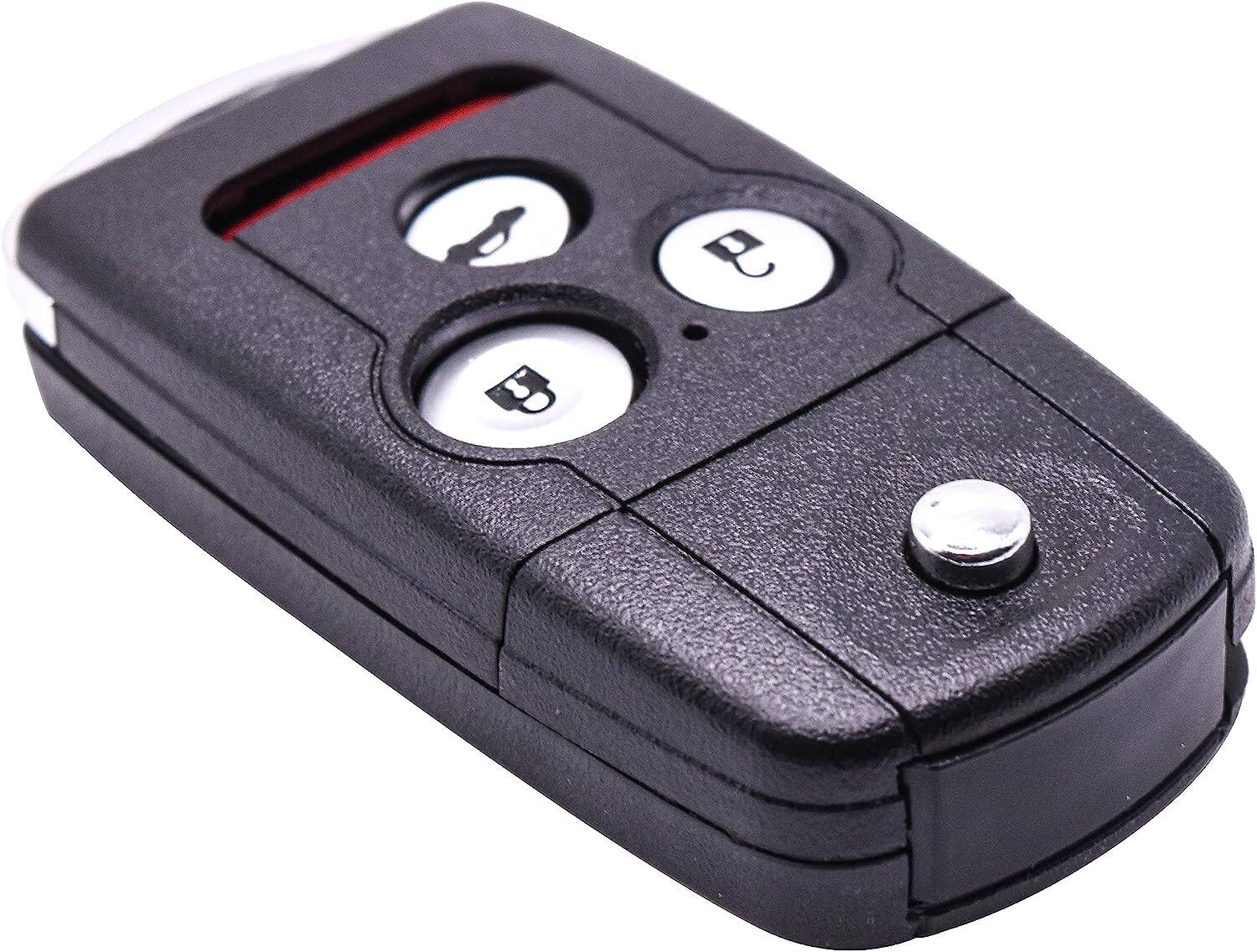Back. HQRP - Folding Flip Key Fob Shell Case with 4 Buttons and CR1616 Battery for Honda Accord, Acura MDX RDX TL TSX ZDX - Black.