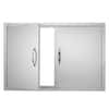 Front. VEVOR - BBQ Access Door, 36W x 24H Inch Double Outdoor Kitchen Door, Stainless Steel Flush Mount Door, Wall Vertical Door - Silver.