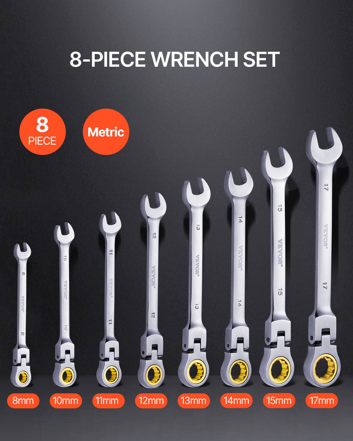 8-PIECE WRENCH SET

8 PIECE Metric

8mm 10mm 11mm 12mm 13mm 14mm 15mm 17mm
