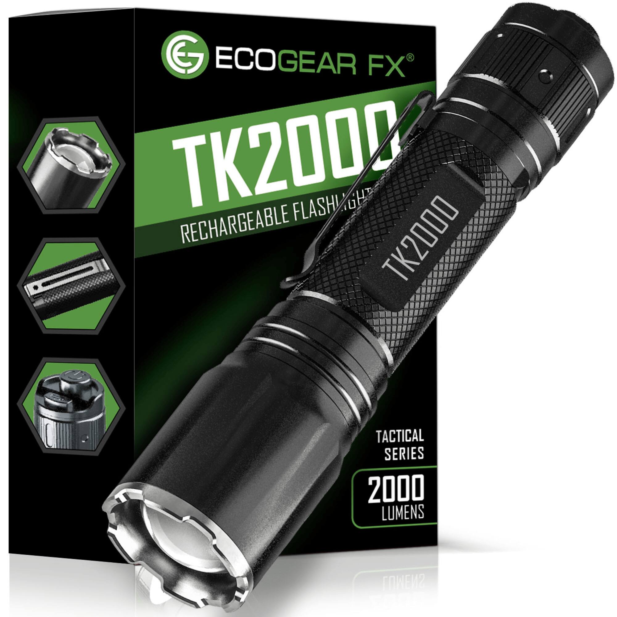 ECOGEAR FX TK2000 FLASHLIGHT RECHARGEABLE TK2000 TACTICAL SERIES 2000 LUMENS