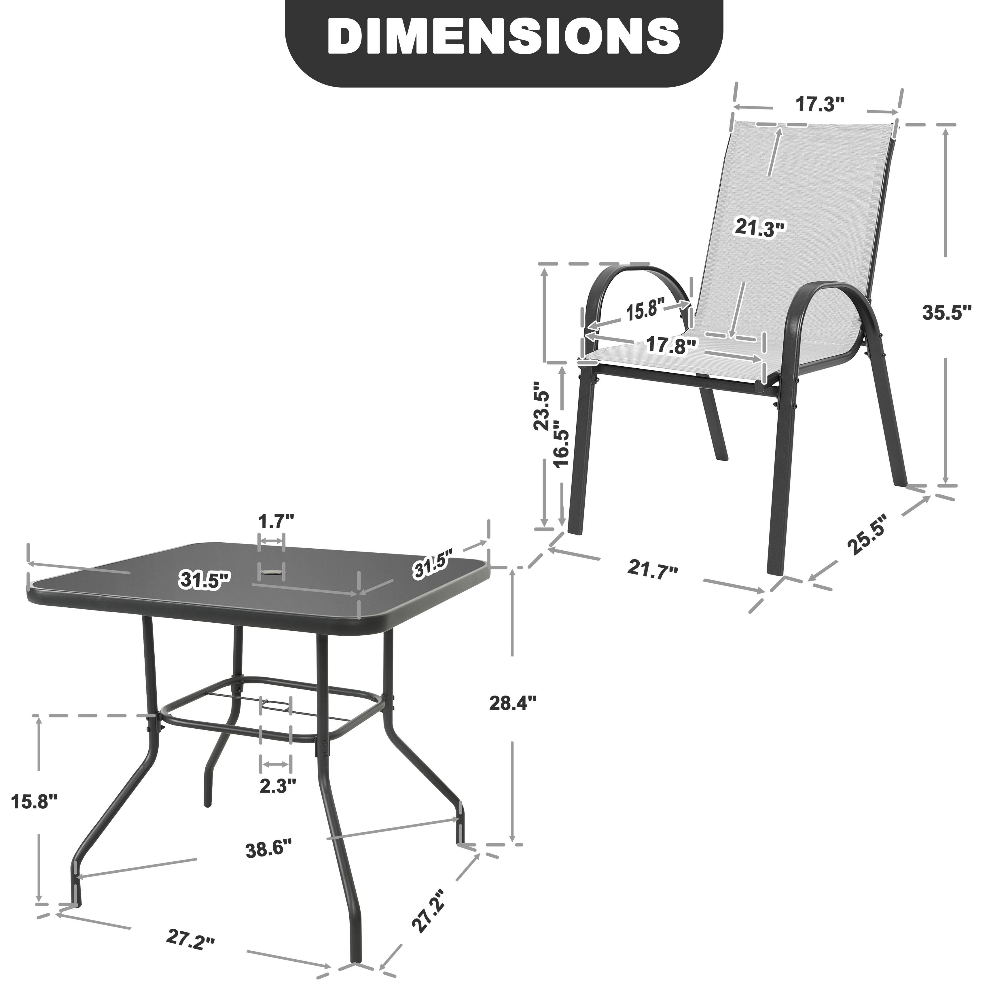 DIMENSIONS  
17.3" 21.3" 31.5" 1.7" 31.5" 23.5" 16.5" 15.8" 17.8" 21.7" 35.5" 25.5" 28.4" 15.8"  
2.3" 38.6" 27.2" 27.2"