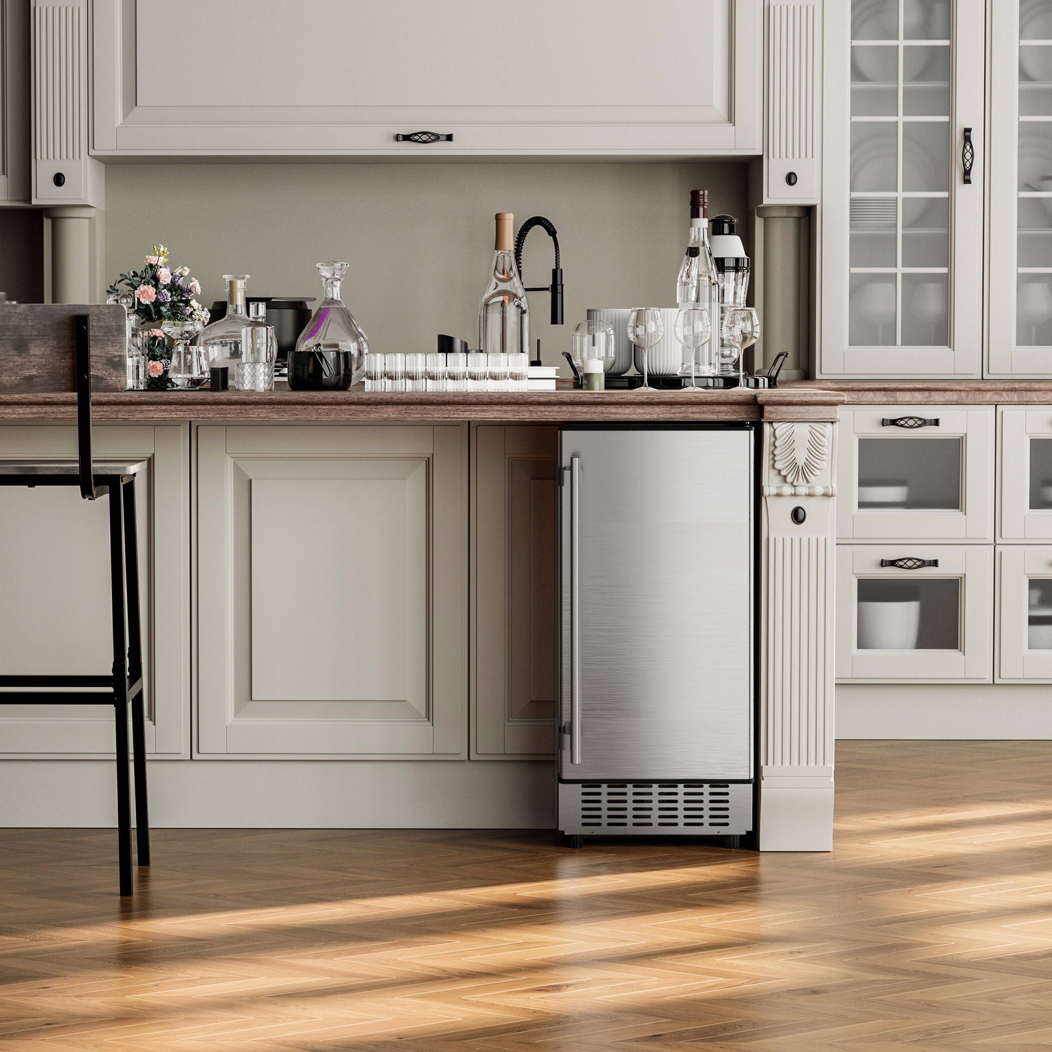 Angle. Coolake - Coolake 15" 100LBS/DayCommercial Under Counter Ice Maker, Stainless Steel Built-in Ice Machine with 30LBS Storage - Silver.