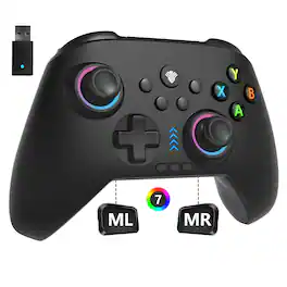 Dazzling Pops - pc switch controller with rgb lighting programming keys hall joysticks hall triggers vibrations mode plug - Black