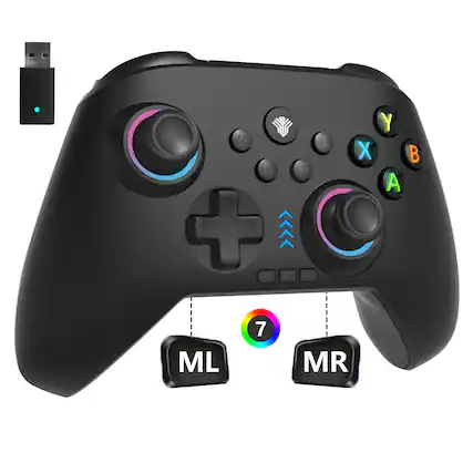 Front. Dazzling Pops - pc switch controller with rgb lighting programming keys hall joysticks hall triggers vibrations mode plug - BLACK.