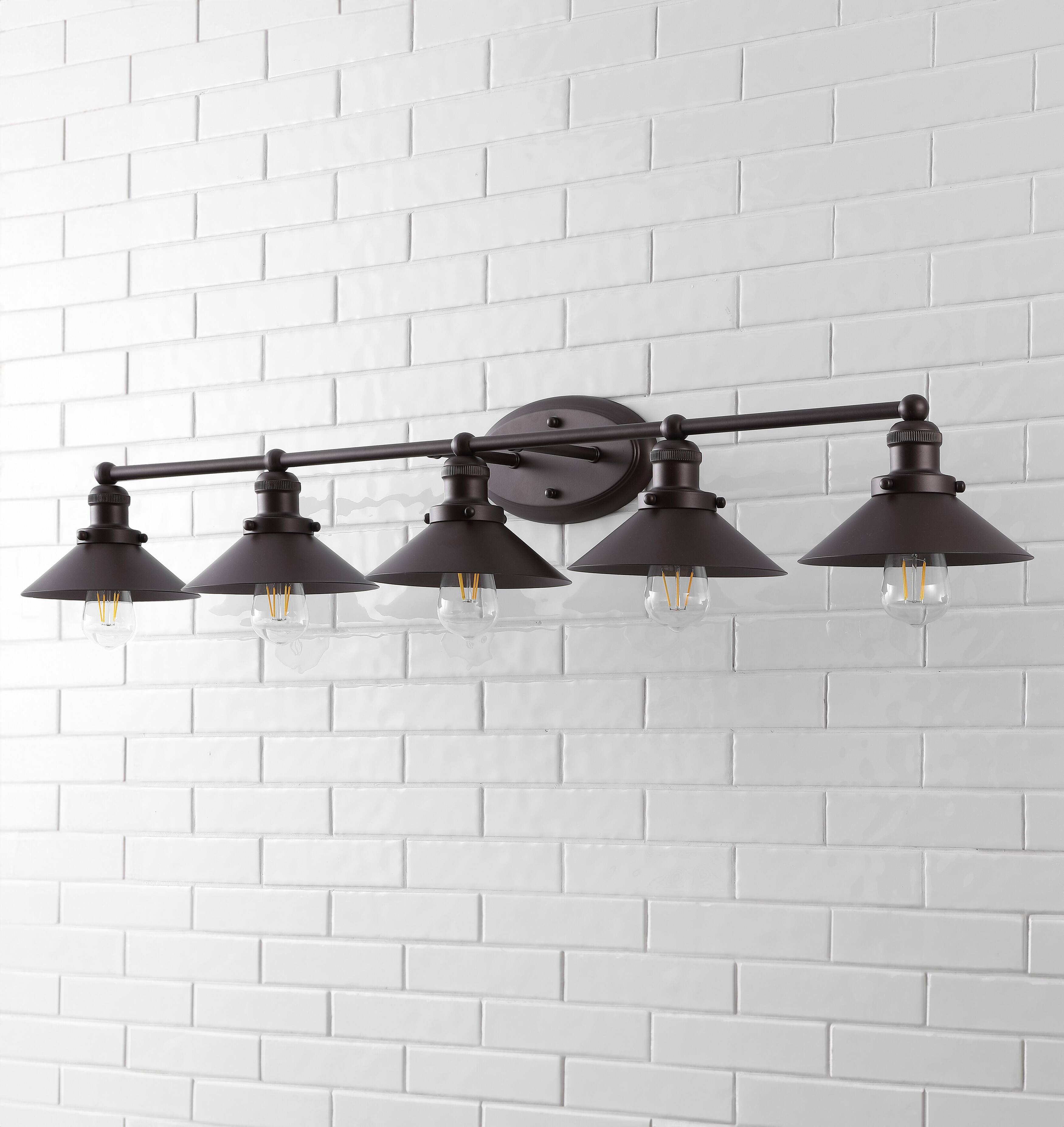 Alt View 5. Jonathan Y - July 46" 5-Light Industrial Farmhouse 5-Light Metal Vanity Light, Oil Rubbed Bronze - Oil Rubbed Bronze.