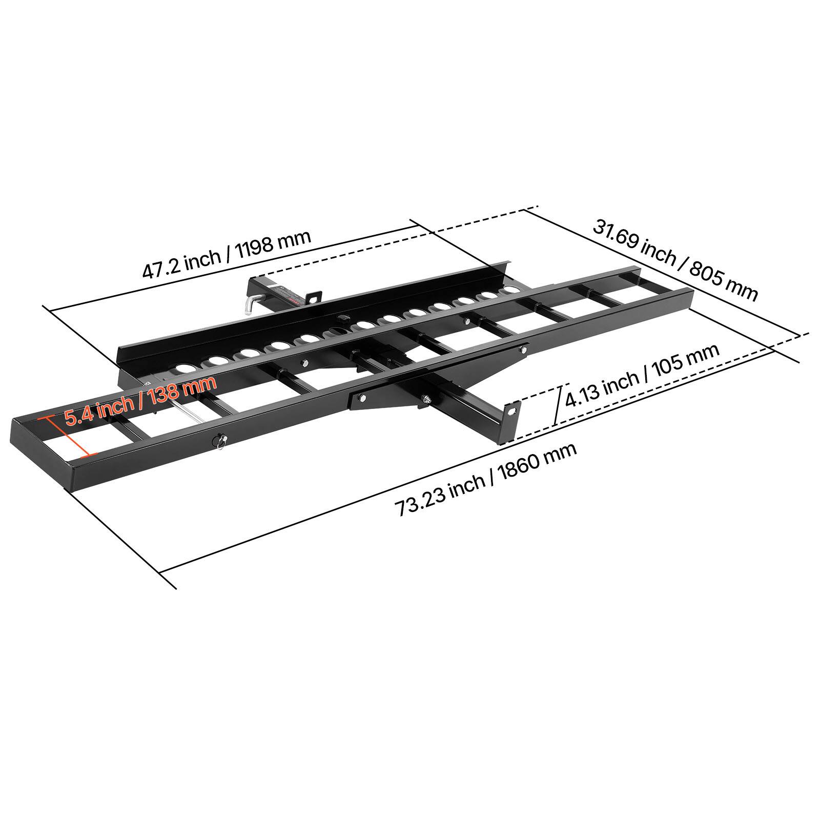 1198 mm / 47.2 inch  
805 mm / 31.69 inch  
138 mm / 5.4 inch  
105 mm / 4.13 inch  
1860 mm / 73.23 inch