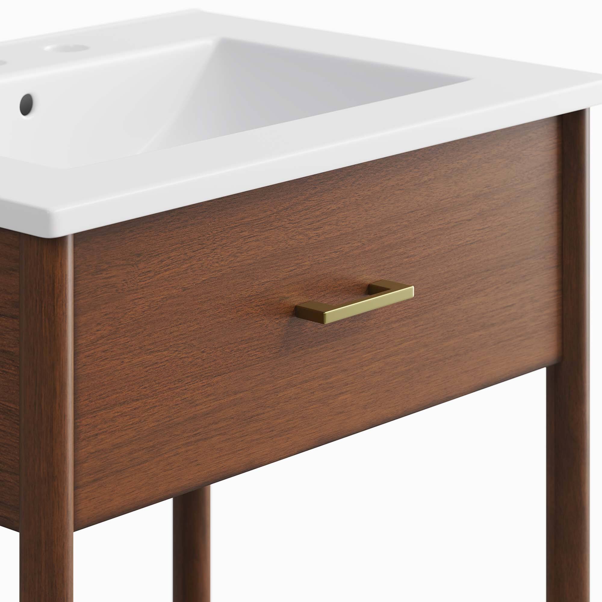 Alt View 5. Modway - Zaire Bathroom Vanity Basin Included by Modway - Walnut White.