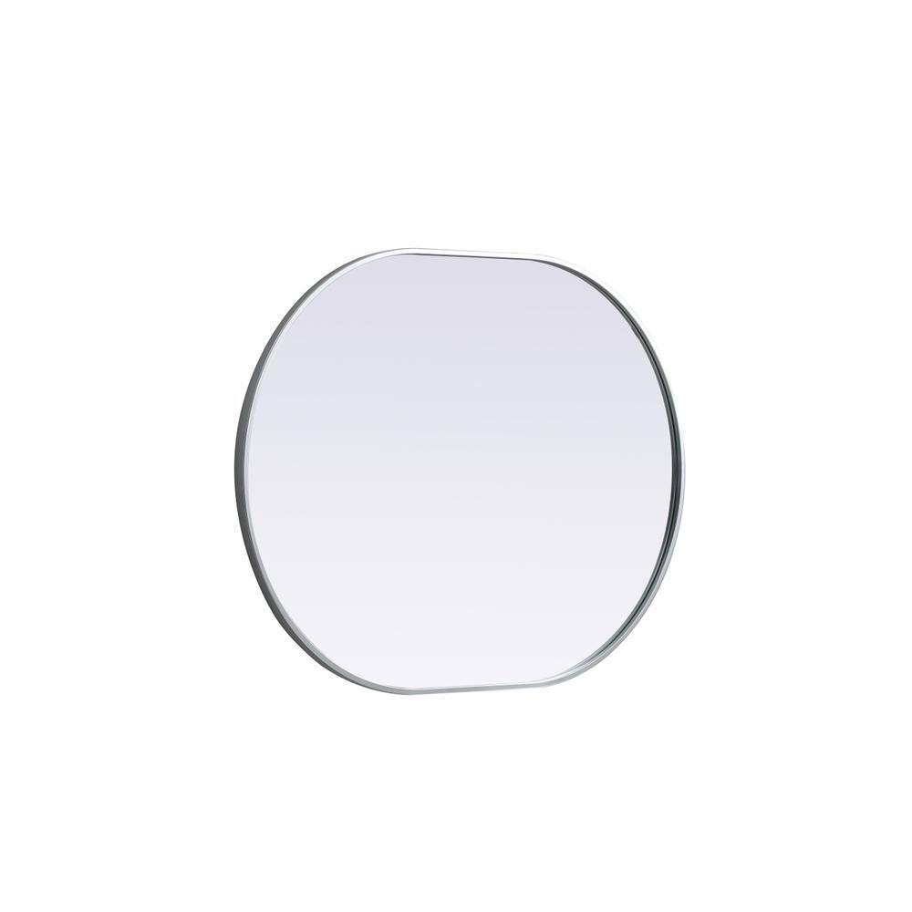 Left. Elegant Decor - Metal Frame Oval Mirror 30x40 Inch in Silver - Silver.