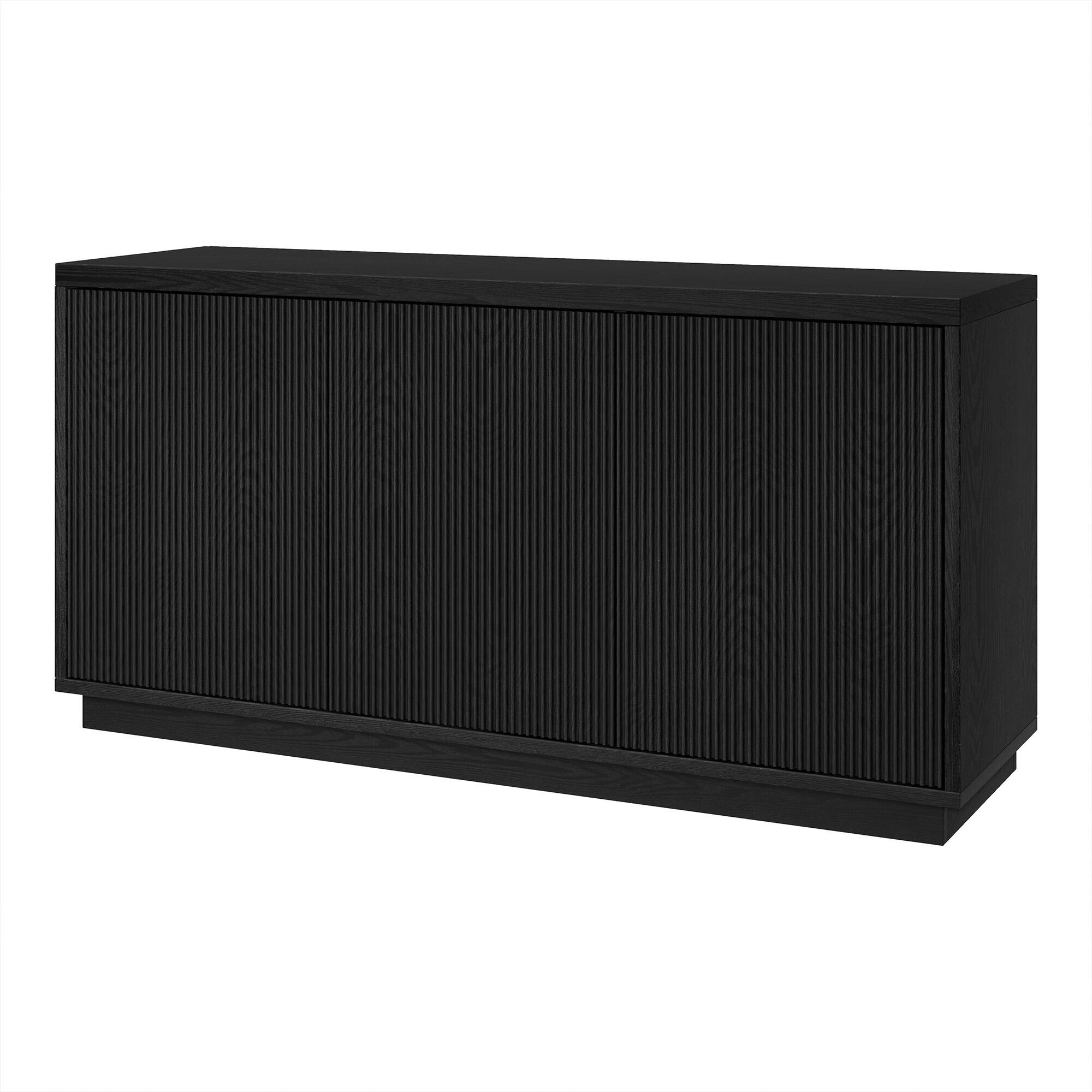 Left. Hudson&Canal - Hanson Rectangular Fluted TV Stand for TV's up to 55" in Black Grain - Black Grain.