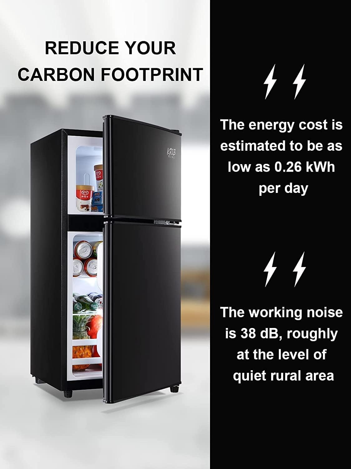 REDUCE YOUR CARBON FOOTPRINT

The energy cost is estimated to be as low as 0.26 kWh per day

The working noise is 38 dB, roughly at the level of quiet rural area