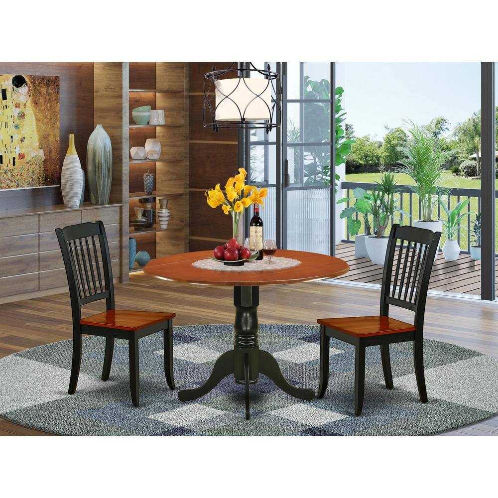 Left. East West Furniture - Dining Room Set Black & Cherry - Brown.