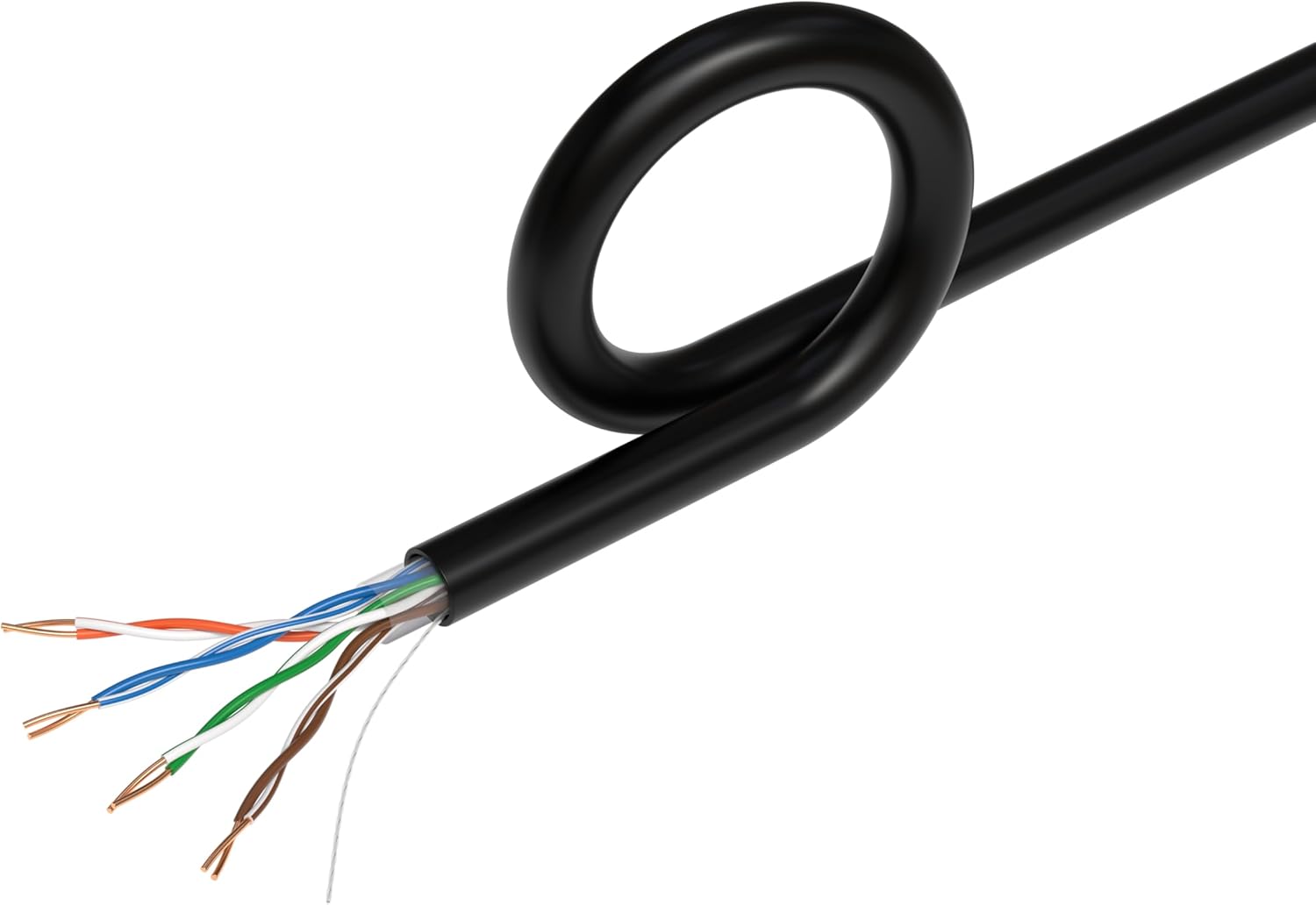 Left. Cables Direct Online - Cat5e Outdoor Direct Burial Ethernet Cable UTP 1000ft Bulk LAN Network Wire 24AWG Waterproof UV Resistant - Black.