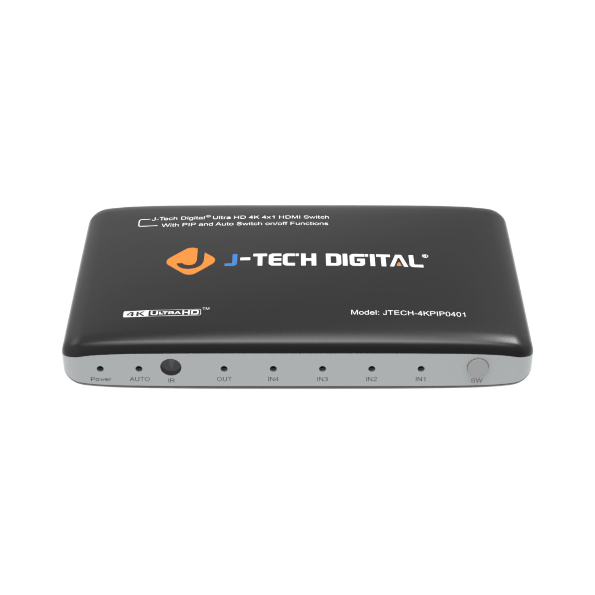 J-Tech Digital - 4K 30Hz 4x1 HDMI Switch with PiP - Black/Silver