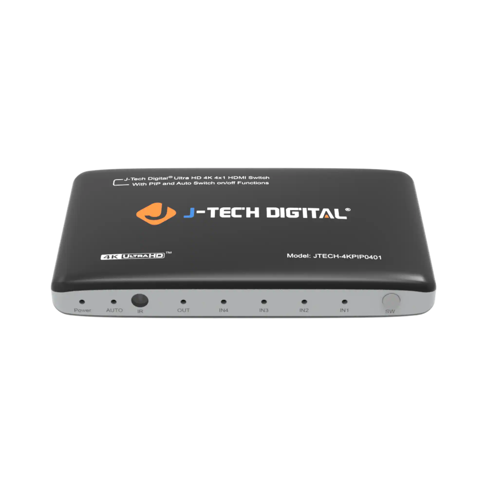 J-Tech Digital - 4K 30Hz 4x1 HDMI Switch with PiP - Black/Silver