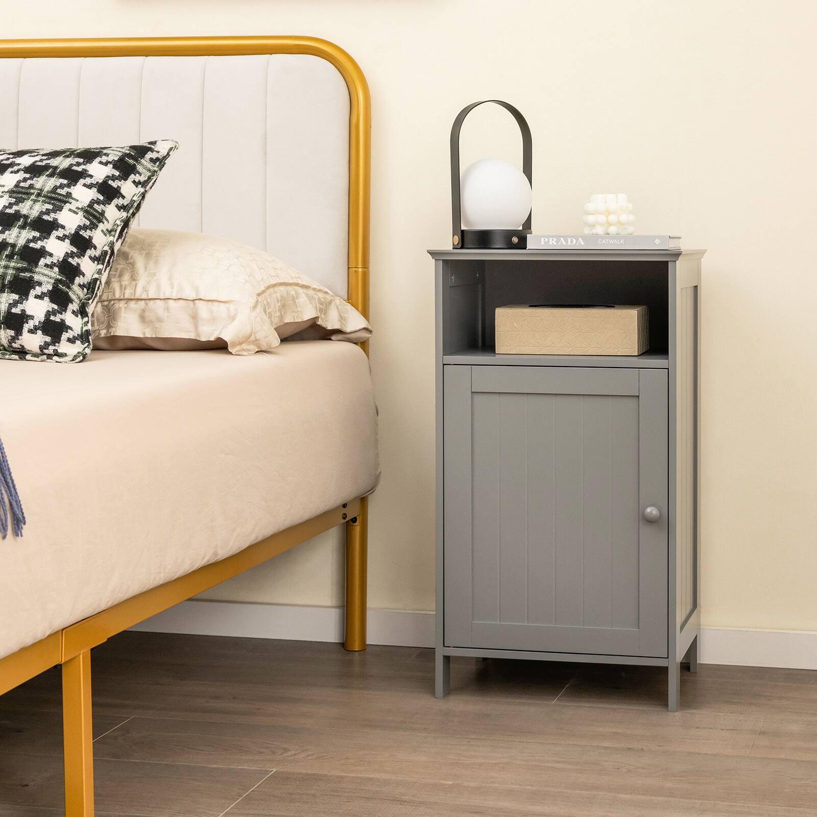 Alt View 1. Ecooso - Freestanding Bathroom Storage Cabinet with Adjustable Shelf and Floor Organizer - Gray.