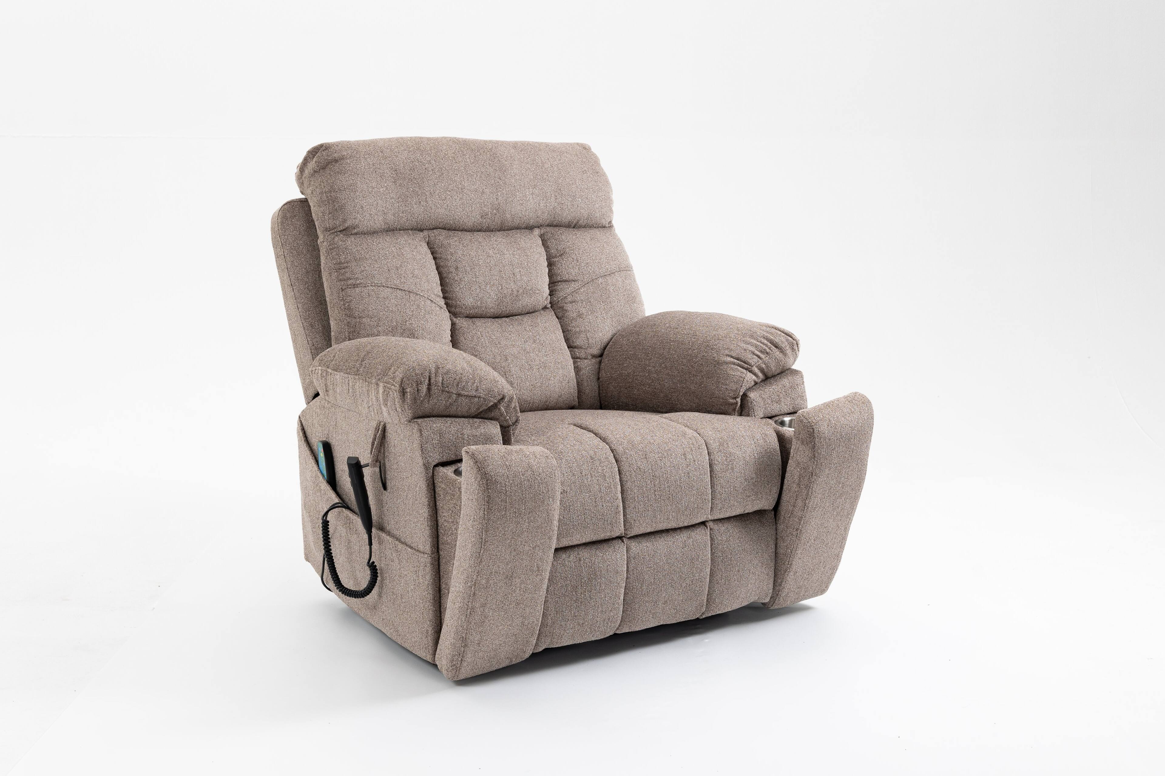 Left. TinyHomie - Old age electric lift chair flat high density foam electric sofa with heating and massage functions can tilt - Brown.