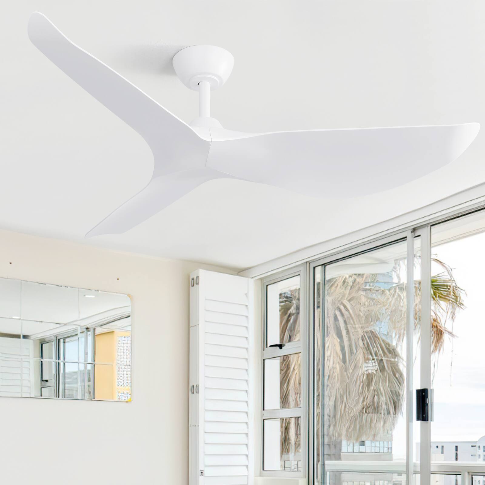 Alt View 2. Sofucor - 38 inch Ceiling Fans with Remote Control 6 Speed Indoor Outdoor Carved Blades Ceiling Fan for Bedroom Farmhouse Patio - White.