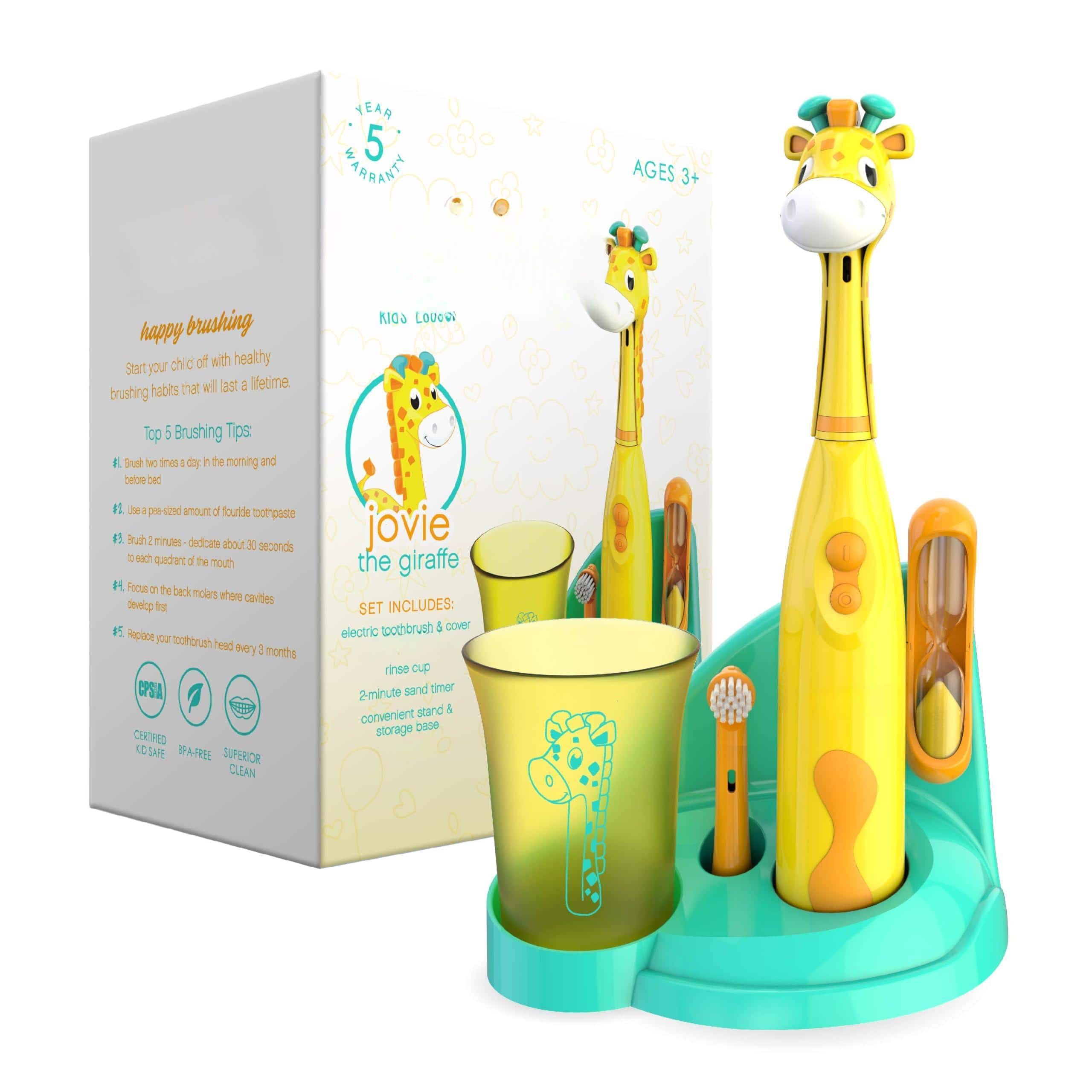Cozy Serene - Kids' Electric Toothbrush Set - Safe & Effective For Ages 3+ Parent Tested Approved With Gentle - Jovie the Giraffe