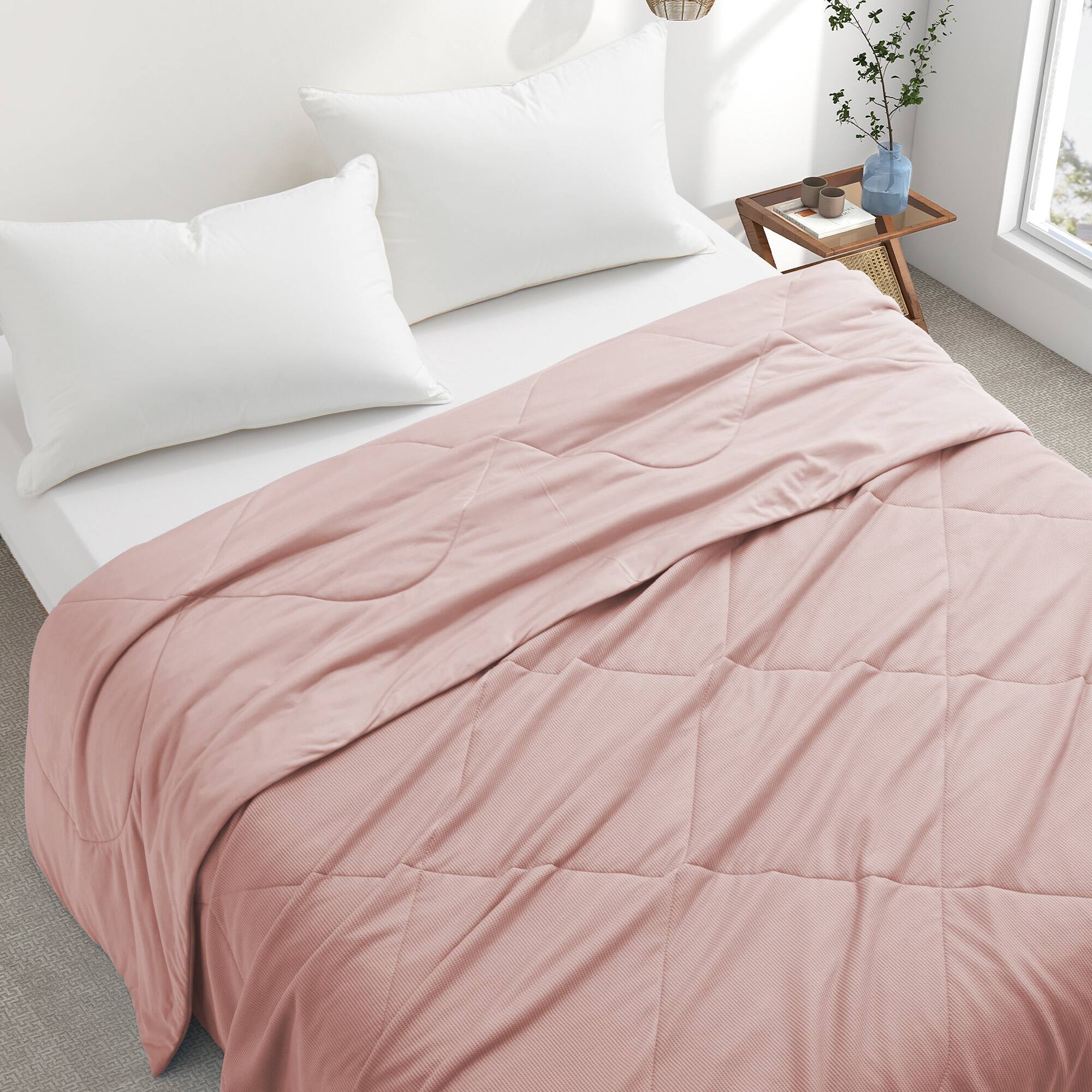 Left. Peace Nest - Peace Nest Lightweight Cooling Waffle Blanket Summer Reversible Comfort for Hot Sleepers, Pink, King - Pink.