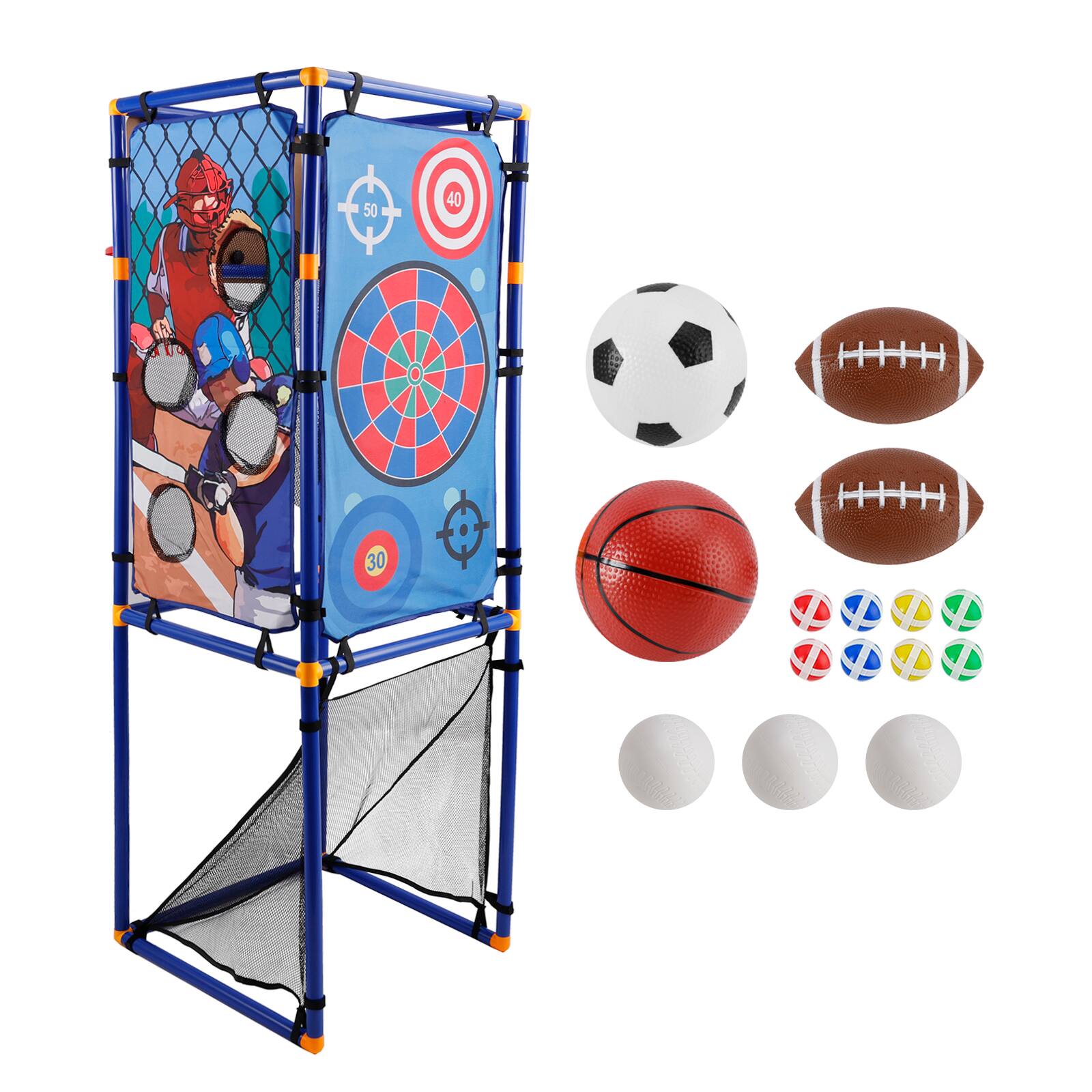 Alt View 6. Topteng - 5-in-1 Multi-Sport Toss Game Set -Football, Baseball, Basketball, Rugby & Fly Ball with 15+ Accessories for Kids Ages 3+.