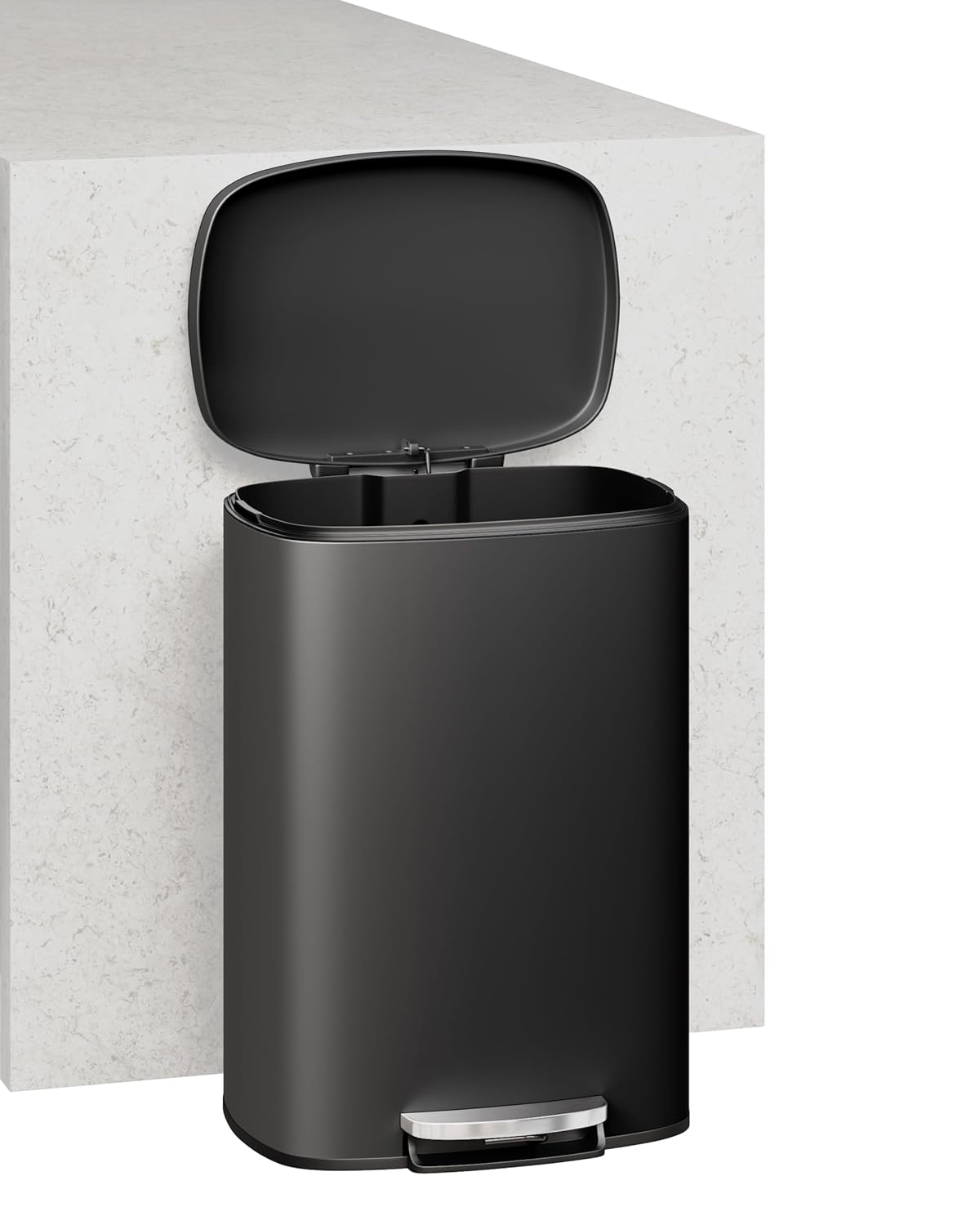 Alt View 2. Jojoka - 13.2 & 2.6 Gallon Stainless Steel Trash Can Combo with Soft-Close Lid, Step Pedal & Removable Buckets, Black - Black.