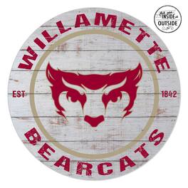 Jardine - Willamette Bearcats 20'' x 20'' Indoor/Outdoor Weathered Circle Sign - White