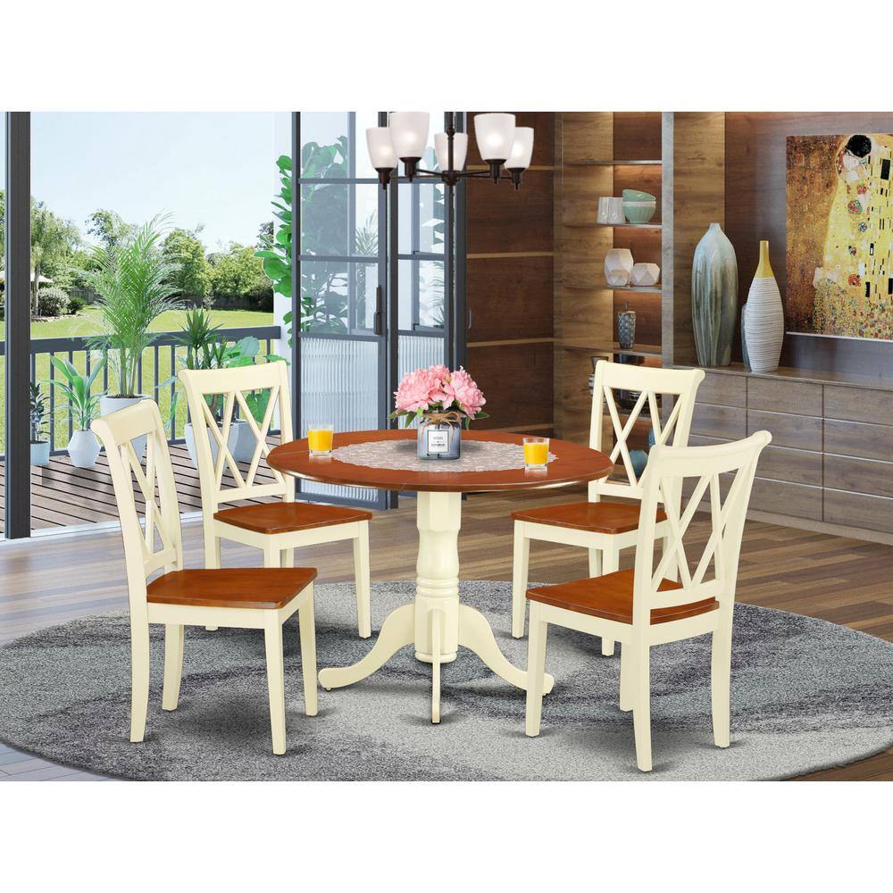 Back. East West Furniture - Dining Room Set Buttermilk & Cherry - Brown.