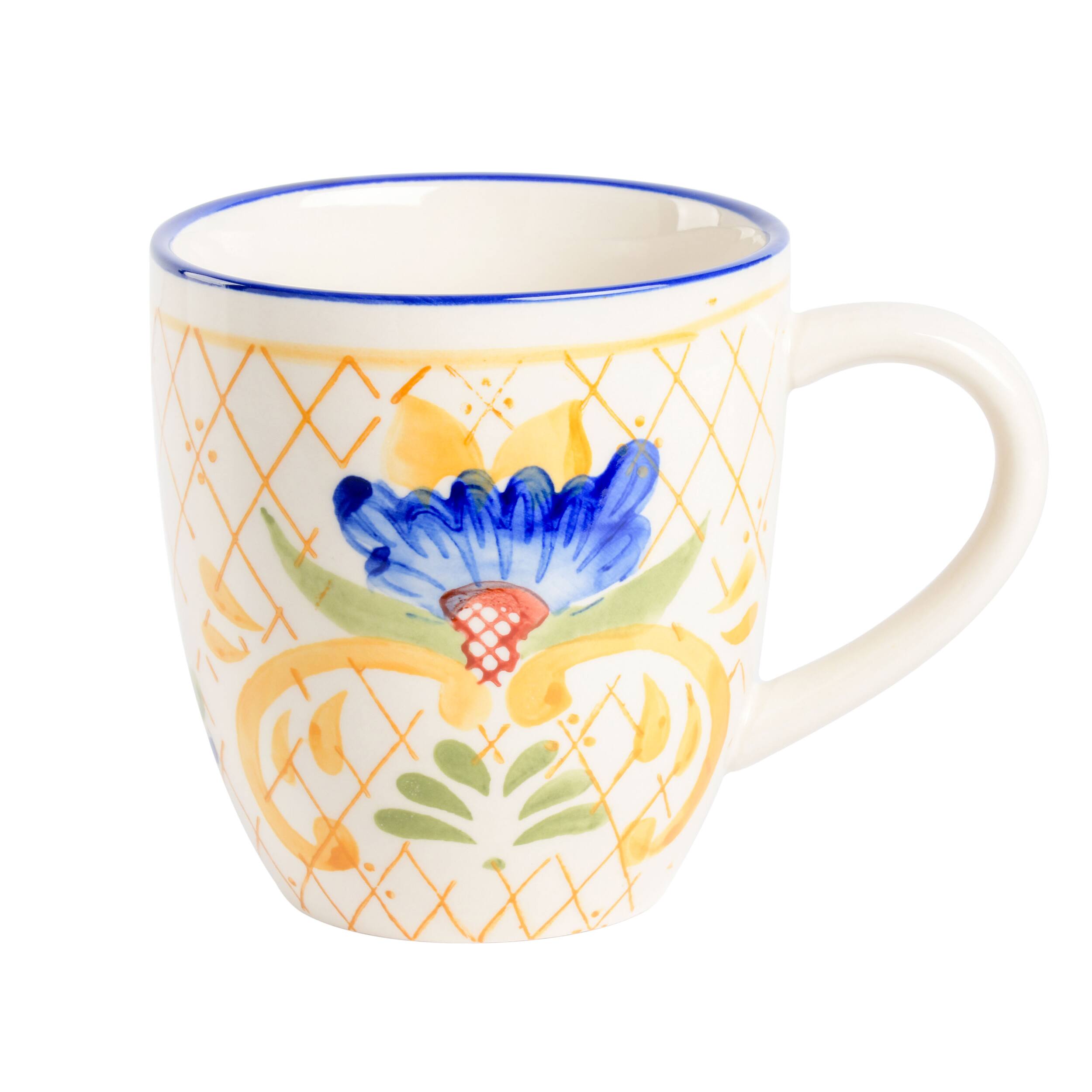 Alt View 1. Laurie Gates - Laurie Gates Tierra Tile 4 Piece 17.4 Ounce Hand Painted Stoneware Mug Set - Multi-Color.