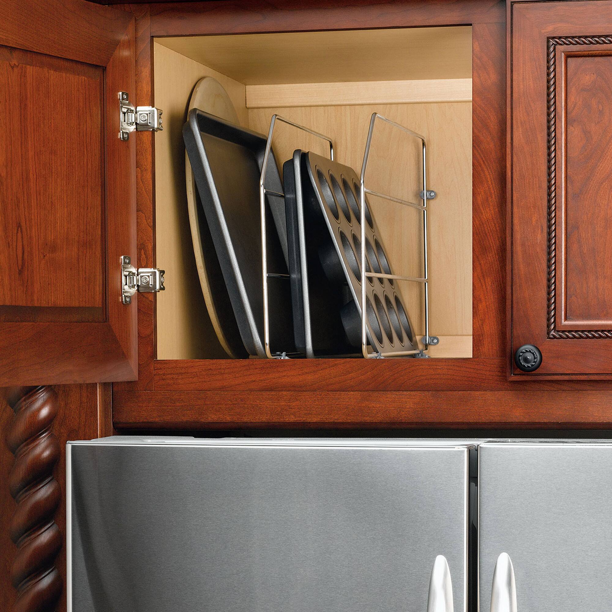 Alt View 3. Rev-A-Shelf - Rev-A-Shelf 18" Bakeware Divider for Wall/Base Cabinets, Chrome, 597-18CR-2-1 - Silver.
