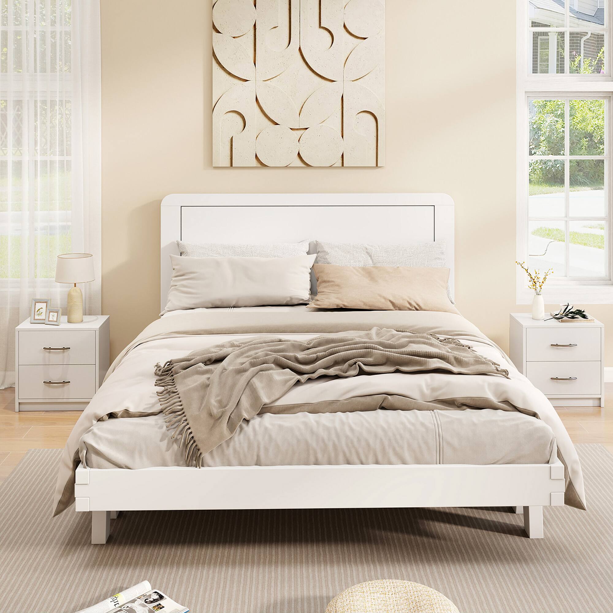 Alt View 8. Gymax - Gymax 2-Drawer Nightstand Modern Bedside Table w/ Storage for Living Room Bedroom White - White.