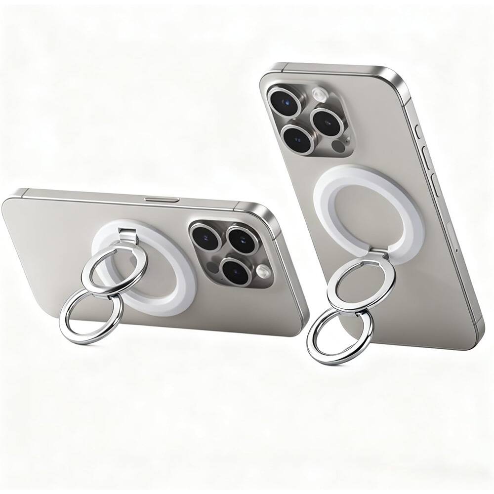 PARKER SLATER - Dual Magnetic Phone Ring Stand Grip for Desk iPhone/Android - White