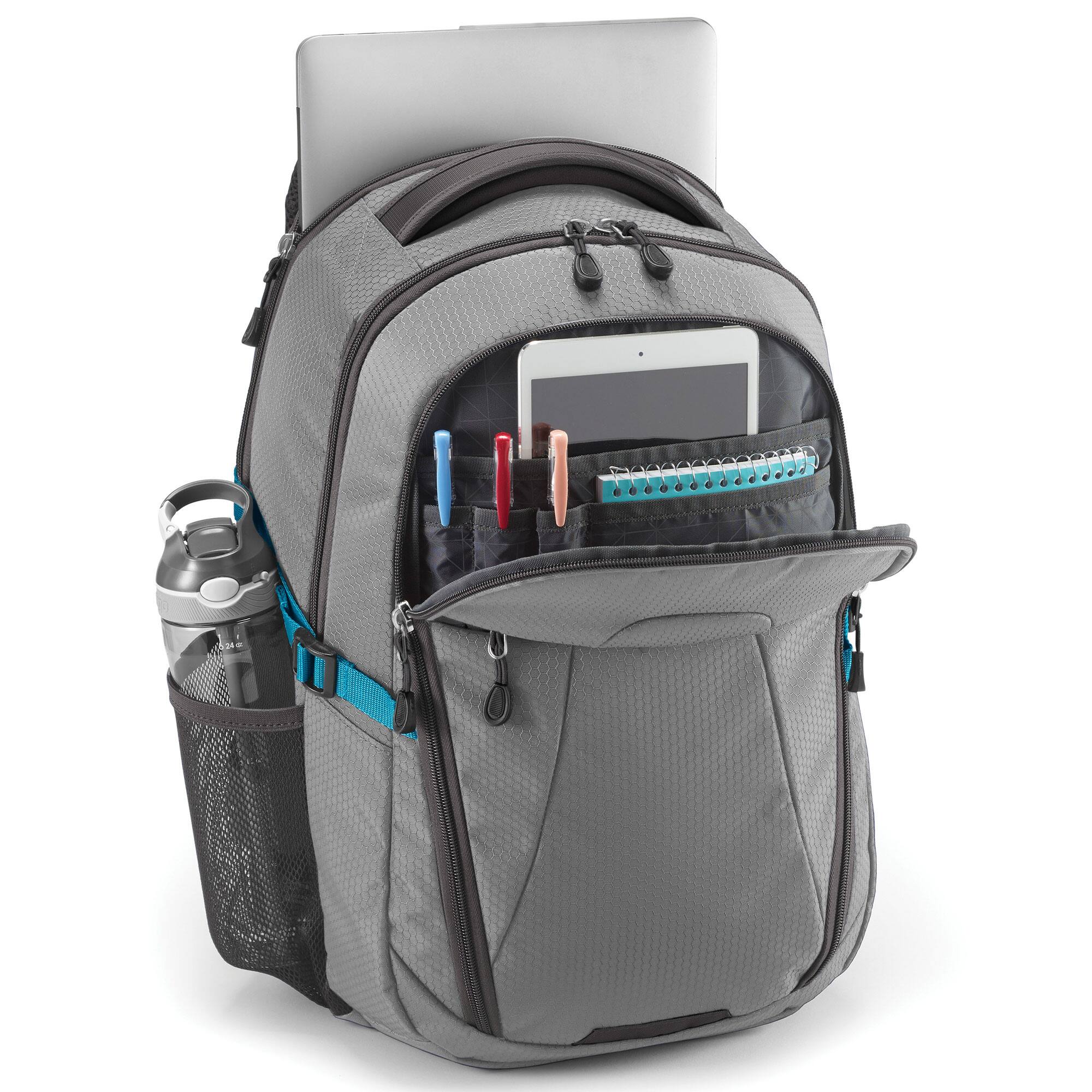 Alt View 1. High Sierra - High Sierra Fairlead Computer Laptop Travel Backpack with Zipper Closure, Gray - Steel Grey/ Mercury.