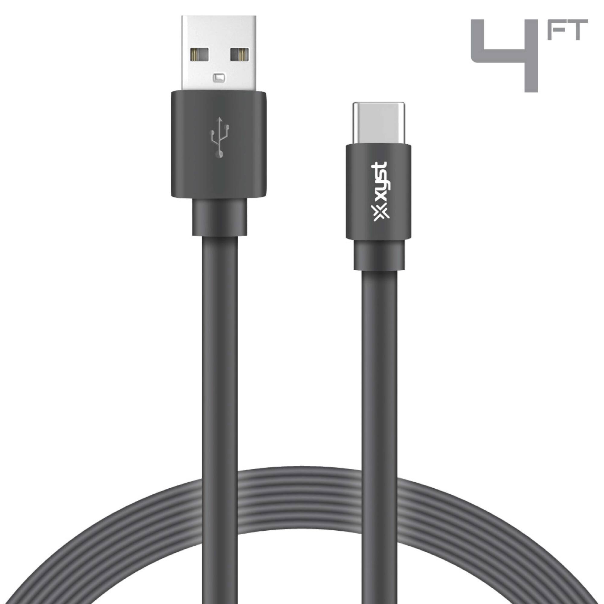 Alt View 5. Xyst - Charge and Sync USB to USB-C Flat Cable 4Ft - Black.