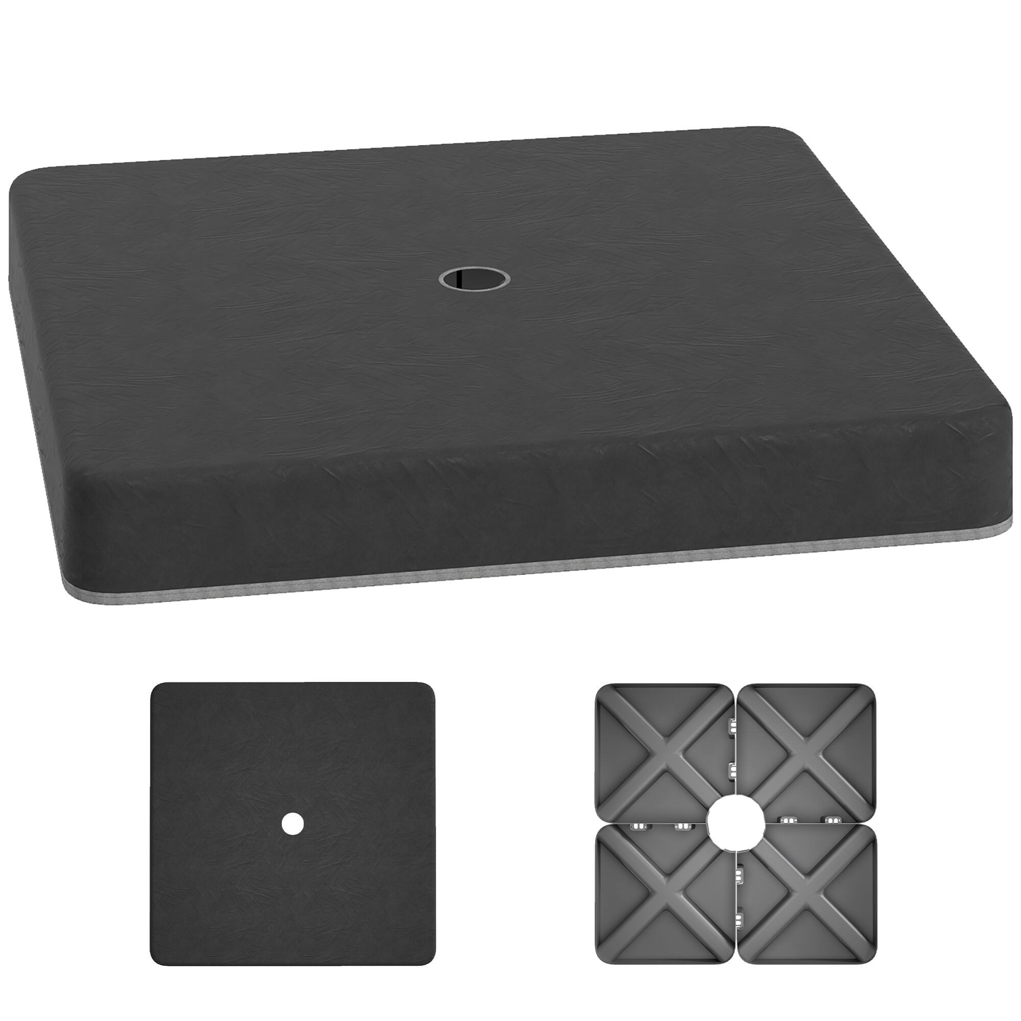Outsunny - 4 Piece 176 lbs Cantilever Umbrella Base Weight Set with Waterproof Anti-UV Cover, Heavy Duty Outdoor Weights - Black