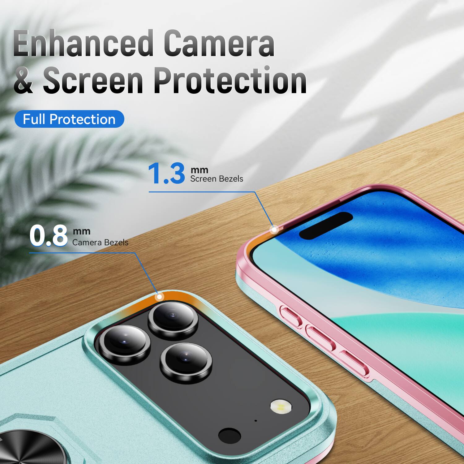 Enhanced Camera & Screen Protection  
Full Protection  
1.3 mm Screen Bezels  
0.8 mm Camera Bezels