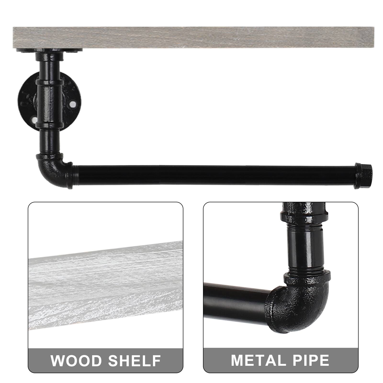 WOOD SHELF  
METAL PIPE